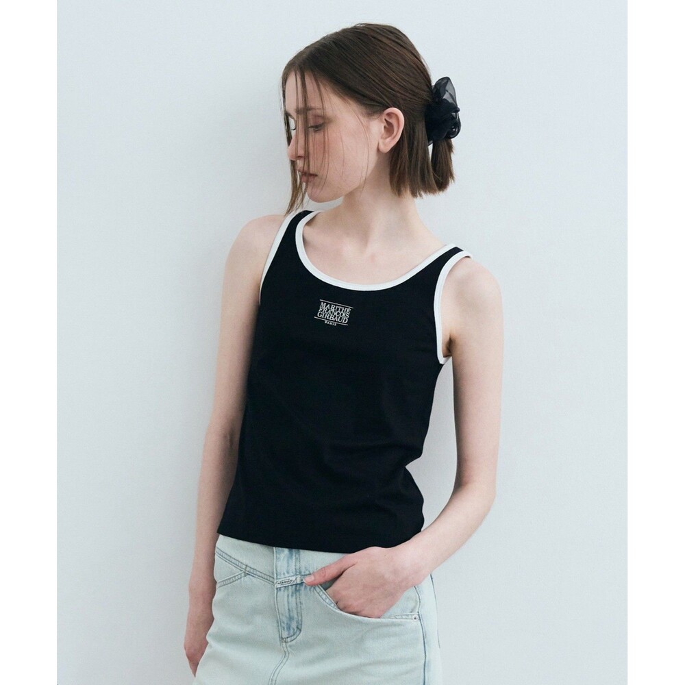 Marithe Francois Girbaud Ringer Tank Top Classic Embroidered Logo Sleeveless M